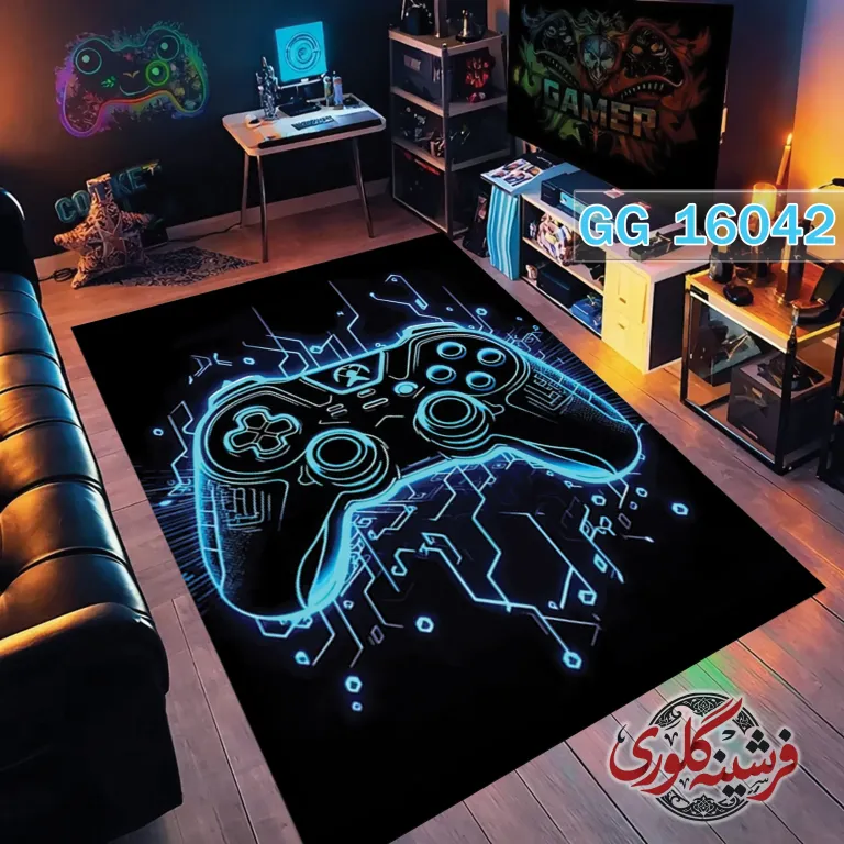 فرشینه اتاق گیمینگ استپ دار قابل شست و شو طرح دسته کد GG-16042